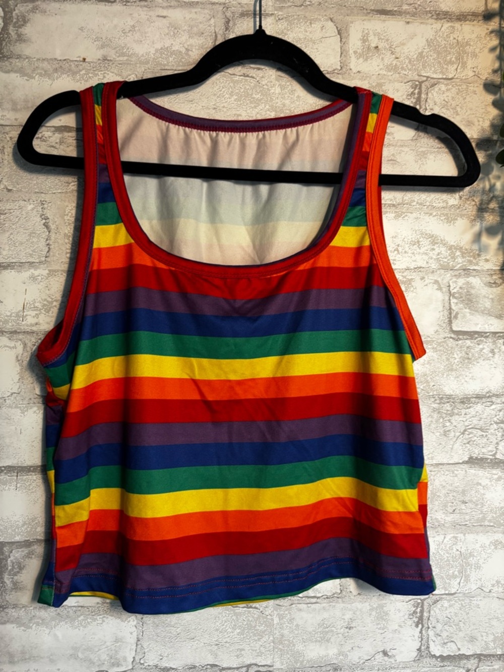 Crop Tank Top - Rainbow Striped Sleeveless Top